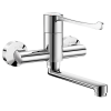 Delabie Wall Mounted Sequential Mechanical Basin Mixer With Fixed Spout